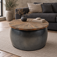 Vishnu Rail Track Drum Coffee Table | Medium