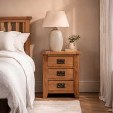 Cambridge Oak 3 Drawer Bedside
