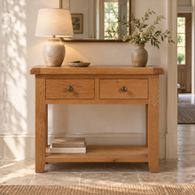 Sussex Oak 2 Drawer Console Table