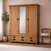 Cambridge Oak 3 Door 2 Drawer Wardrobe