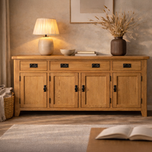 Cambridge Oak 4 Door 3 Drawer Sideboard