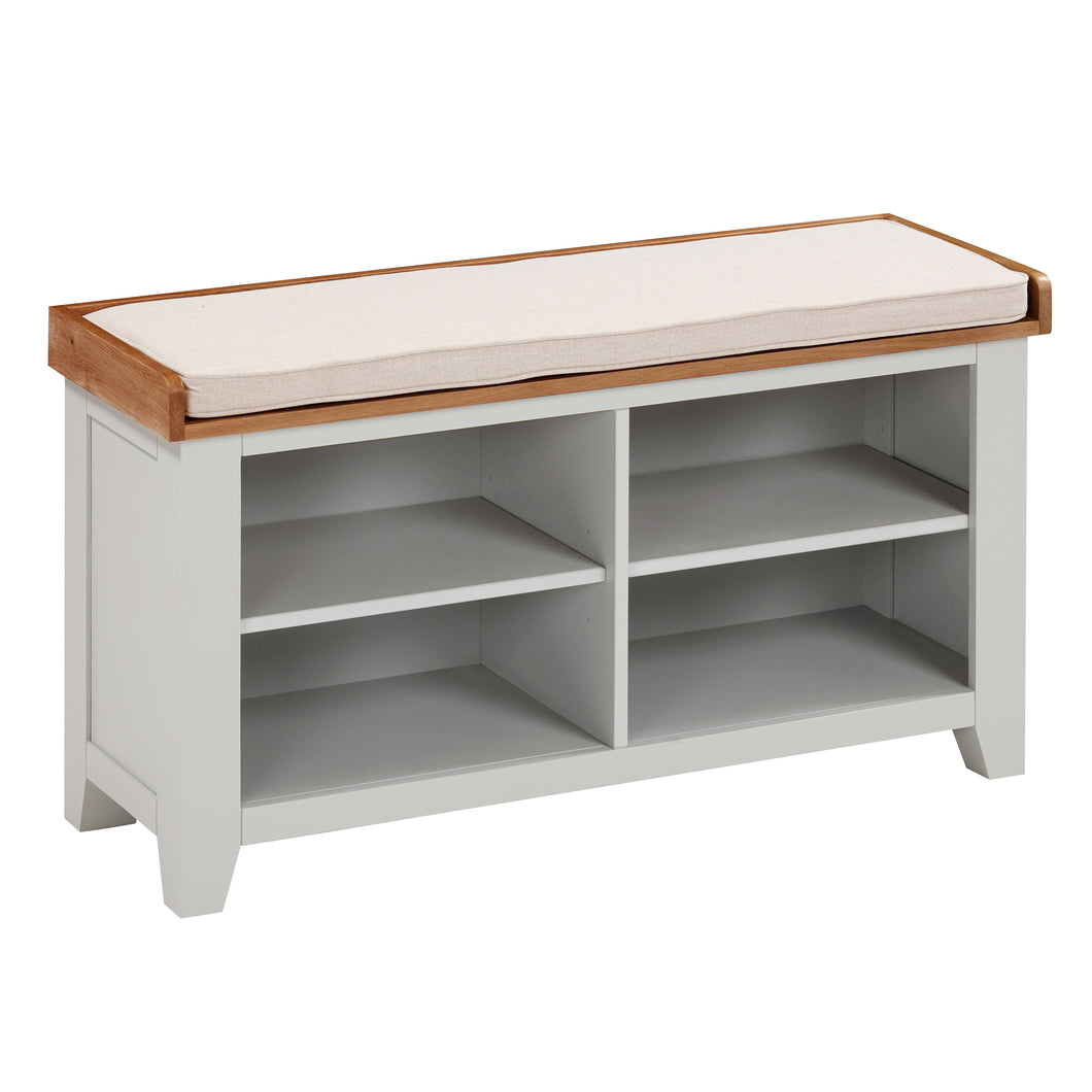 Cambridge Grey Painted Oak Open Shoe Storage Bench HomePlus Furniture