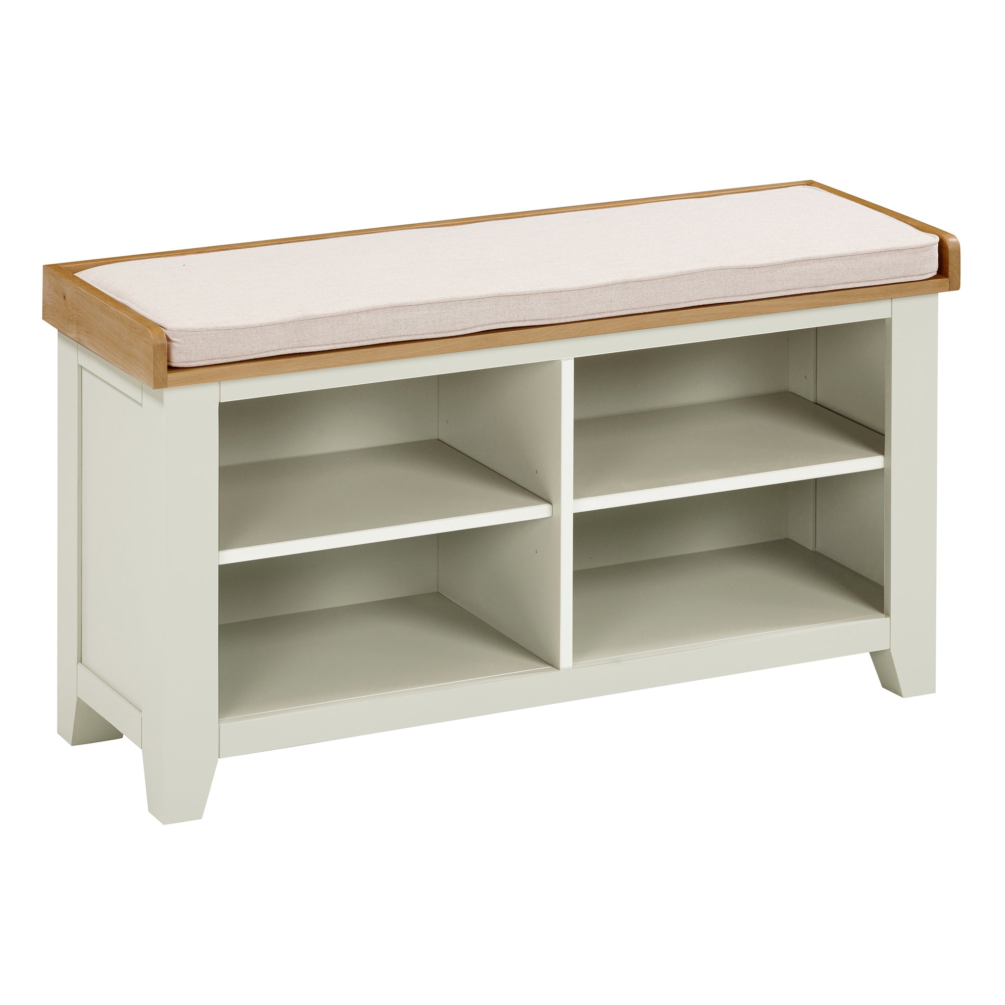 Open Shoe Bench Cambridge Classic Cream Painted Oak Open Shoe Storage Bench – HomePlus ...