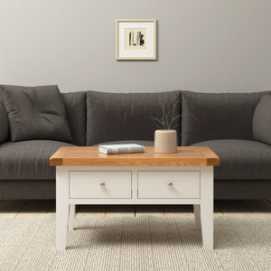 Cambridge Classic Cream Painted Oak Coffee Table with Drawers