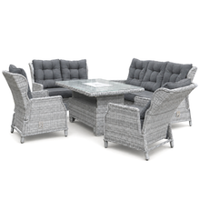 William Garden 5 Piece Reclining Sofa Dining Set with Rising Table & Ice Bucket