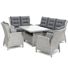 William Garden 5 Piece Reclining Sofa Dining Set with Rising Table & Ice Bucket