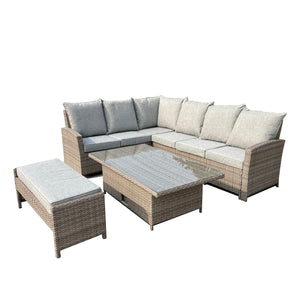 Theodore Large Garden Corner Sofa Dining Set with Rising Table