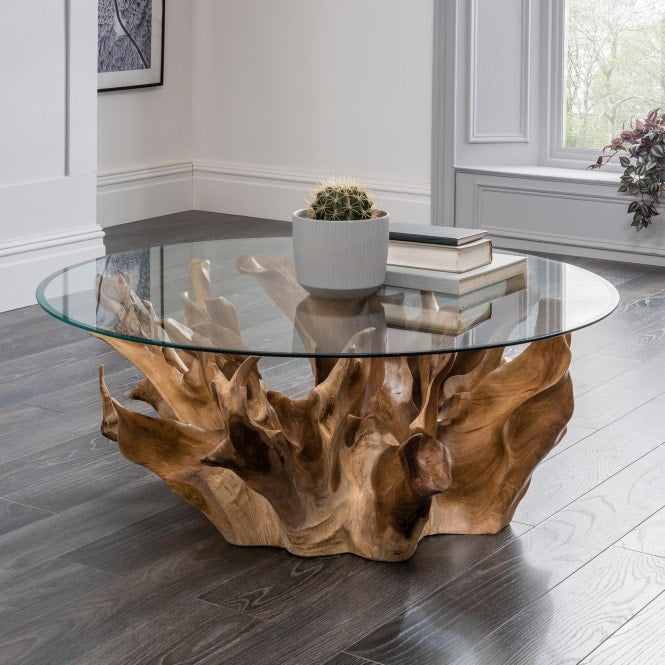 Teak Root Round Coffee Table – HomePlus Furniture