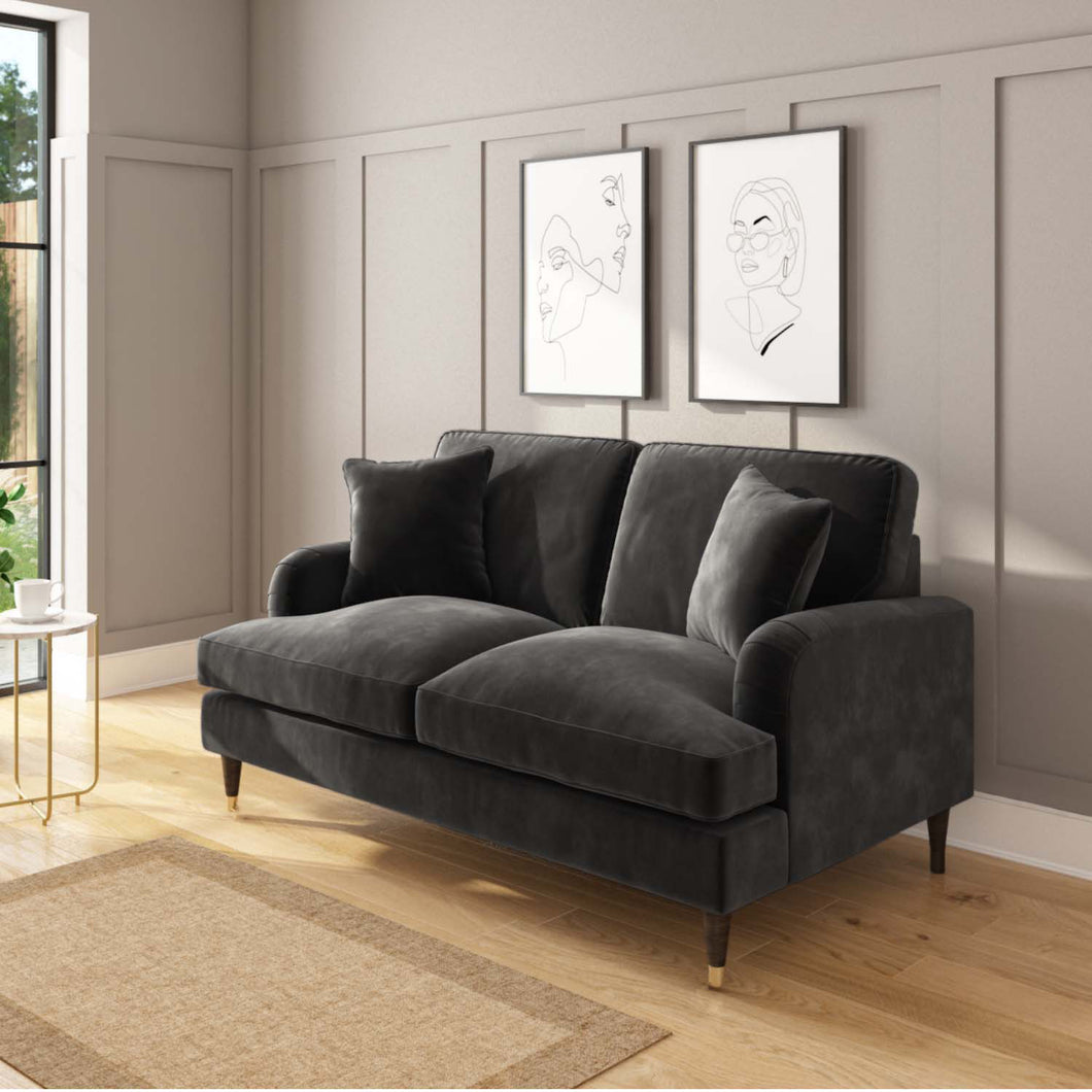 Grange Velvet Charcoal Grey 2 Seater Sofa