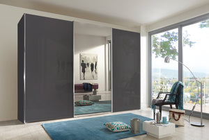 Miami Plus Wiemann 2 Door Sliding Wardrobe With Glass Door & Mirrored Door 200cm