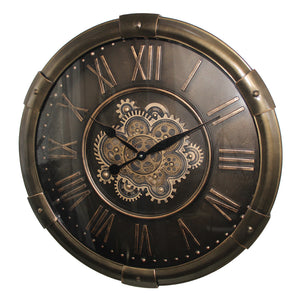 Bronze Moving Cog Gears Wall Clock | 74 cm