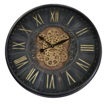Navy and Bronze Moving Cog Wall Clock | 70 cm