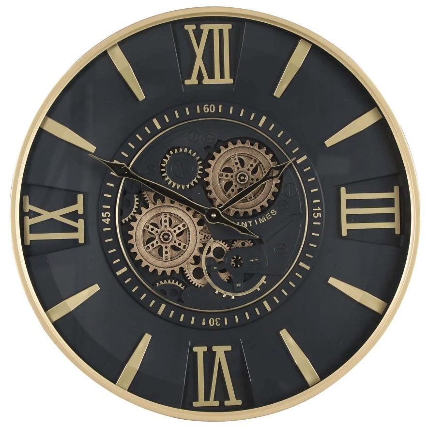 Vintage Spintime Black Cog Clock | 59 cm