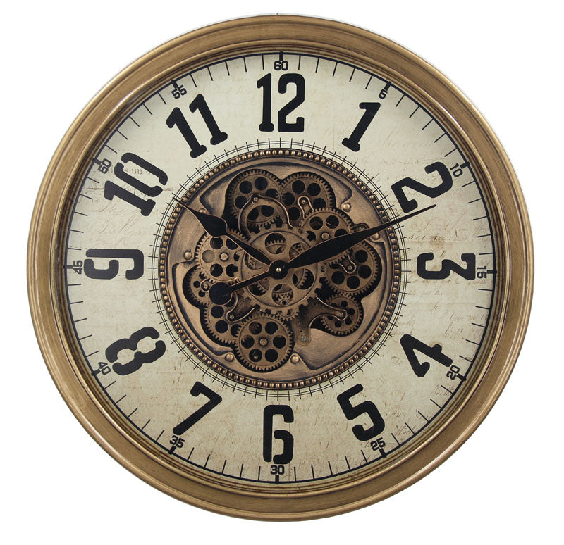 Gold Monza Industrial Age Wall Cog Clock | 66 cm