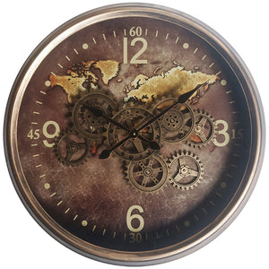 Vintage Gold World Cog Clock | 62 cm