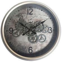 Vintage Silver World Cog Clock | 62 cm