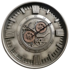 Vintage Silver Cog Clock | 59 cm