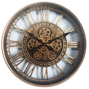 Antique Gold Moving Cog Clock | Roman Numerals | 54 cm