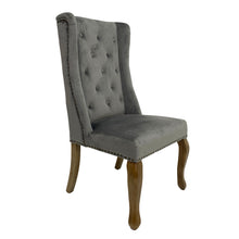 Lucy Velvet Winged Buttoned Dining Chair | Dark Grey