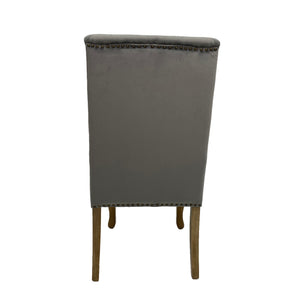 Lucy Velvet Winged Buttoned Dining Chair | Dark Grey