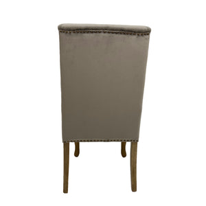 Lucy Velvet Winged Buttoned Dining Chair | Light Brown