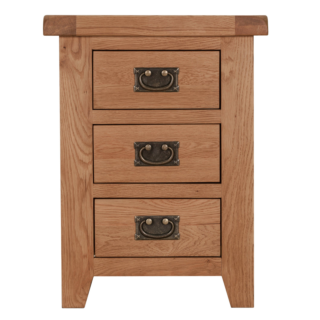 Cambridge Oak 3 Drawer Bedside - HomePlus Furniture
