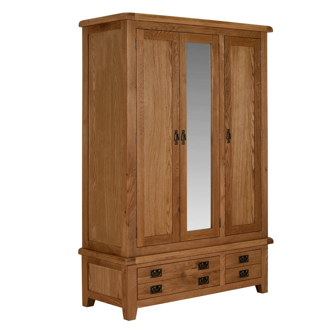 Cambridge Oak 3 Door 2 Drawer Wardrobe - HomePlus Furniture