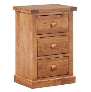 Wellington Pine 3 Drawer Bedside Table - HomePlus Furniture