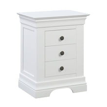 Chantilly Warm White 3 Drawer Bedside Table