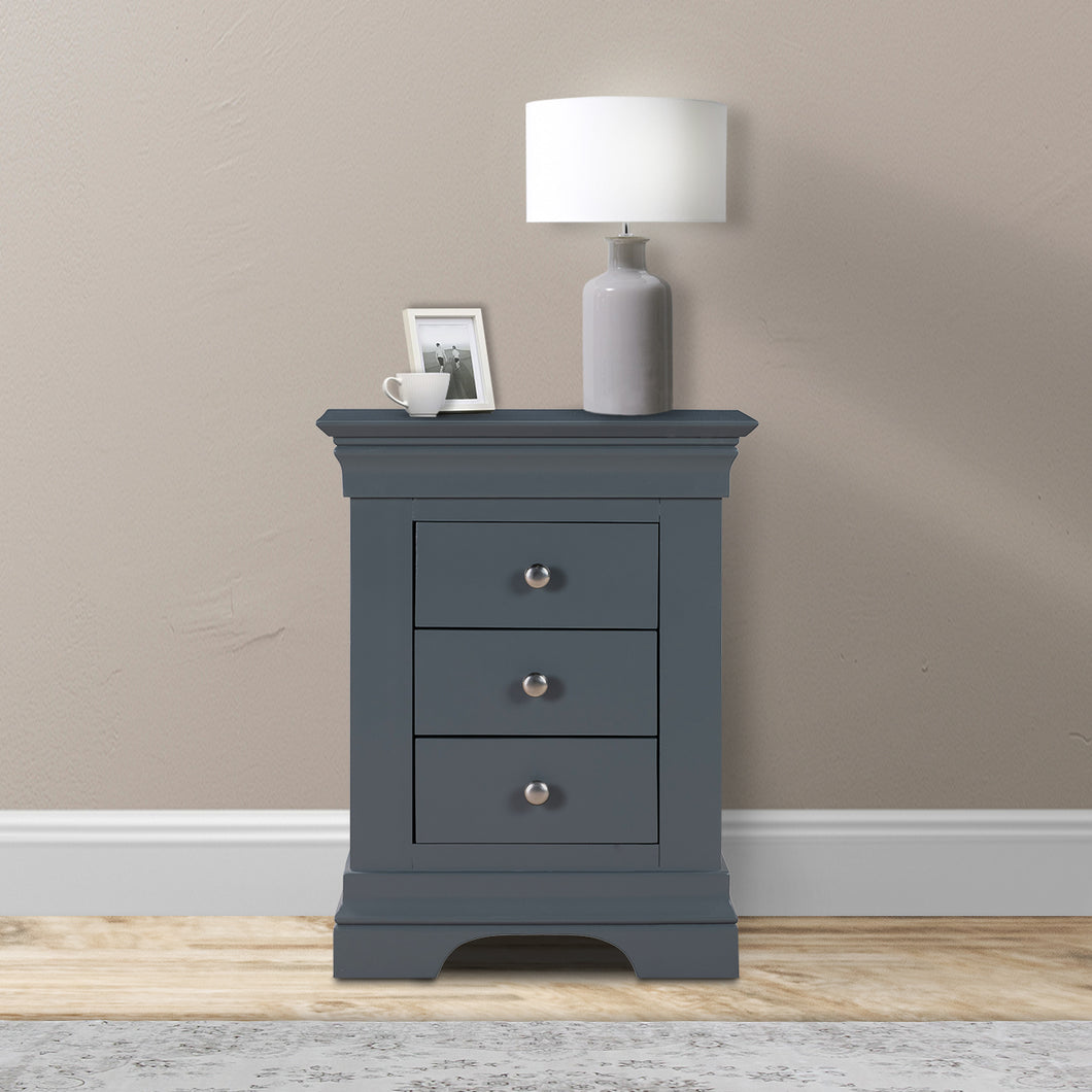 Chantilly Down Pipe 3 Drawer Bedside Table