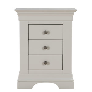 Chantilly Pebble Grey 3 Drawer Bedside Table