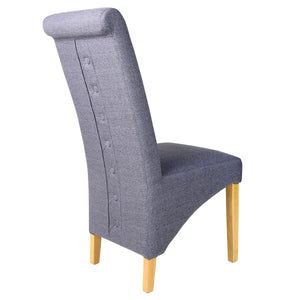 Rhianna Linen Button Back Dining Chair | Slate Blue - HomePlus Furniture