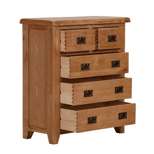 Cambridge Oak 2 Over 3 Chest Of Drawers - HomePlus Furniture