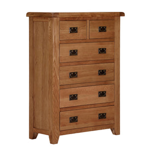 Cambridge Oak 2 Over 4 Chest Of Drawers - HomePlus Furniture