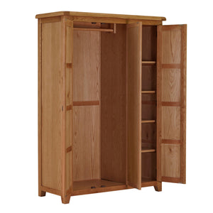 Cambridge Oak 3 Door Full Hanging Wardrobe - HomePlus Furniture