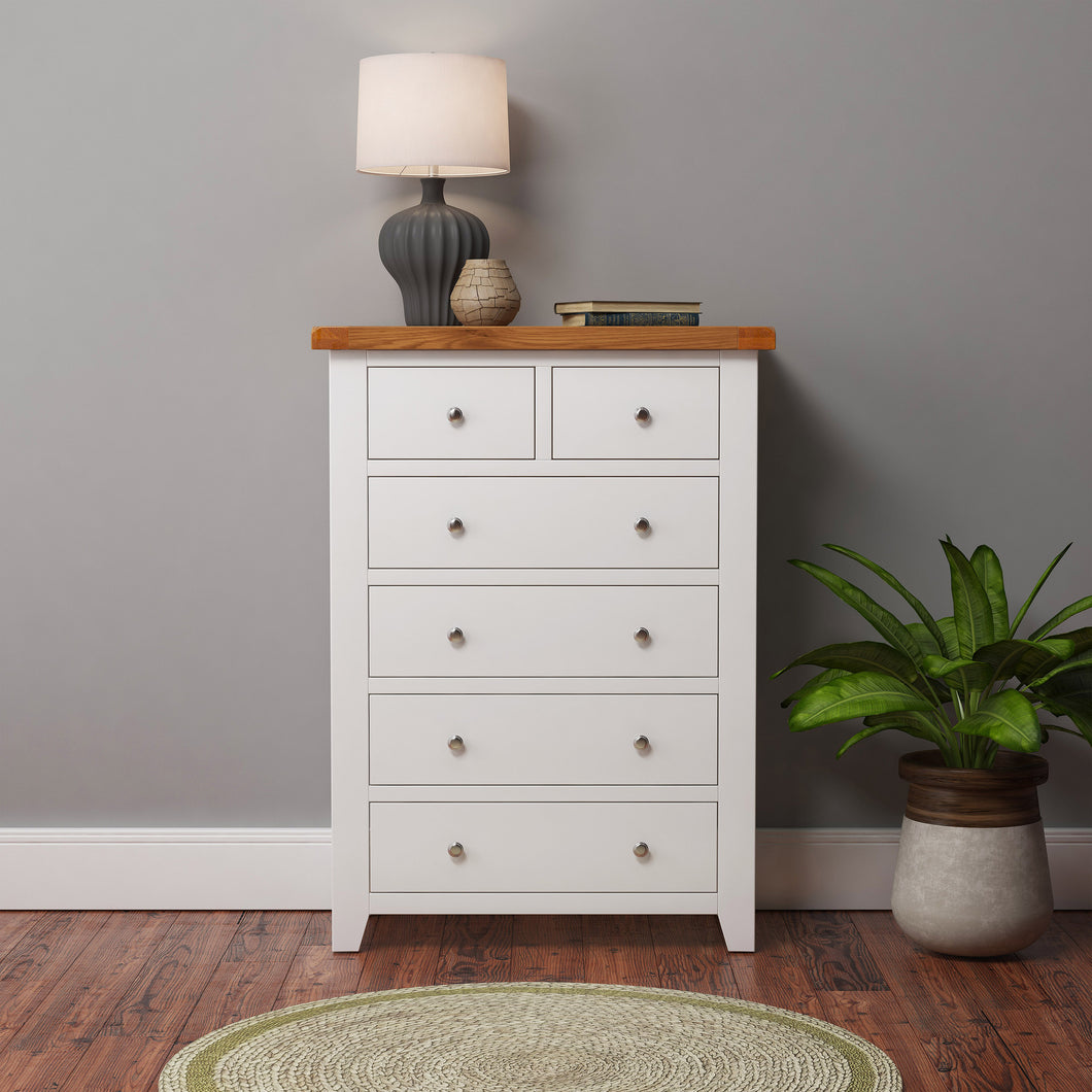 Cambridge Off White Painted Oak 2 Over 4 Chest Of Drawers