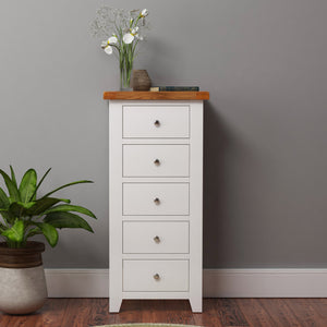 Cambridge Off White Painted Oak 5 Drawer Chest