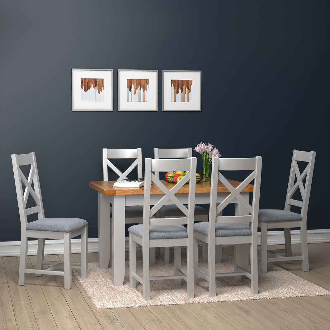 Cambridge Grey Painted Oak Small Extending Dining Table (1.2 m-1.5 m)