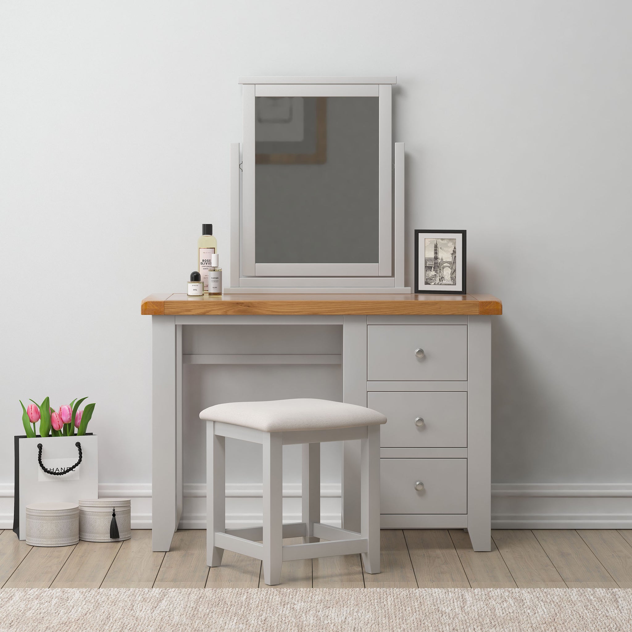 Cambridge Grey Painted Oak Dressing Table HomePlus Furniture Cambridge Grey Painted Oak Dressing Table HomePlus Furniture