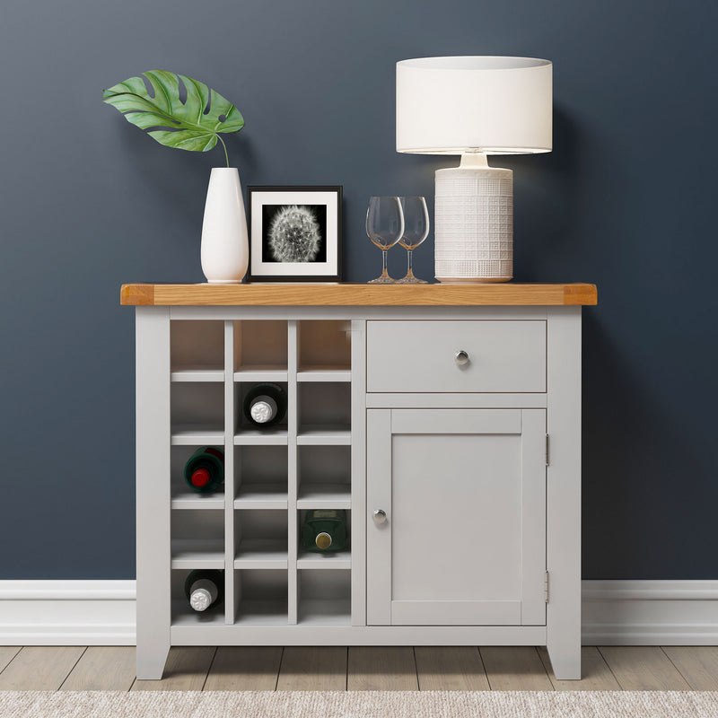 Cambridge Grey Painted Oak Small Wine Cabinet – HomePlus Furniture