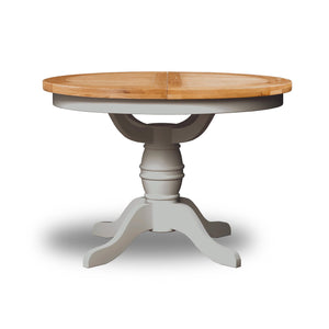 Cambridge Grey Painted Oak Round Extending Pedestal Dining Table (1.1 m-1.45 m)