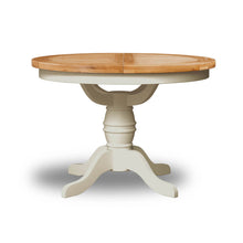 Cambridge Off White Painted Oak Round Extending Pedestal Dining Table (1.1 m-1.45 m)