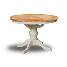 Cambridge Off White Painted Oak Round Extending Pedestal Dining Table (1.1 m-1.45 m)