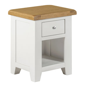 Cambridge White Painted Oak Small 1 Drawer Bedside - HomePlus Furniture