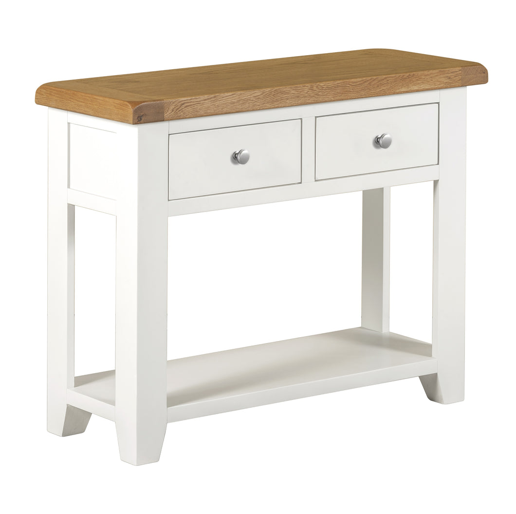 Cambridge White Painted Oak 2 Drawer Console Table - HomePlus Furniture