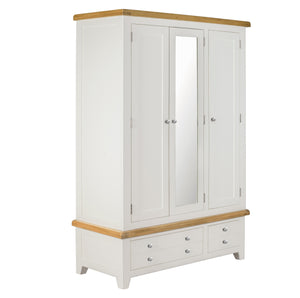Cambridge White Painted Oak 3 Door 2 Drawer Wardrobe - HomePlus Furniture