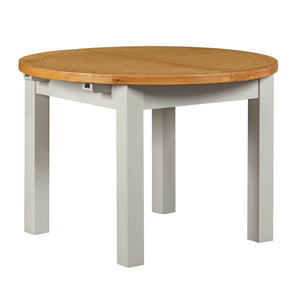 Cambridge Grey Painted Oak Round Extending Dining Table (1.1 m-1.5 m) - HomePlus Furniture
