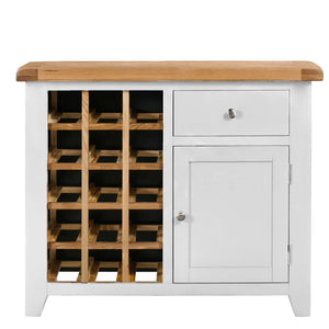 Cambridge White Painted Oak Small Wine Cabinet - HomePlus Furniture