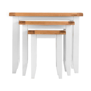 Cambridge White Painted Oak Nest of 3 Tables - HomePlus Furniture