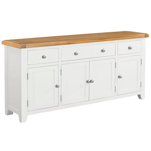 Cambridge White Painted Oak 4 Door 3 Drawer Sideboard - HomePlus Furniture